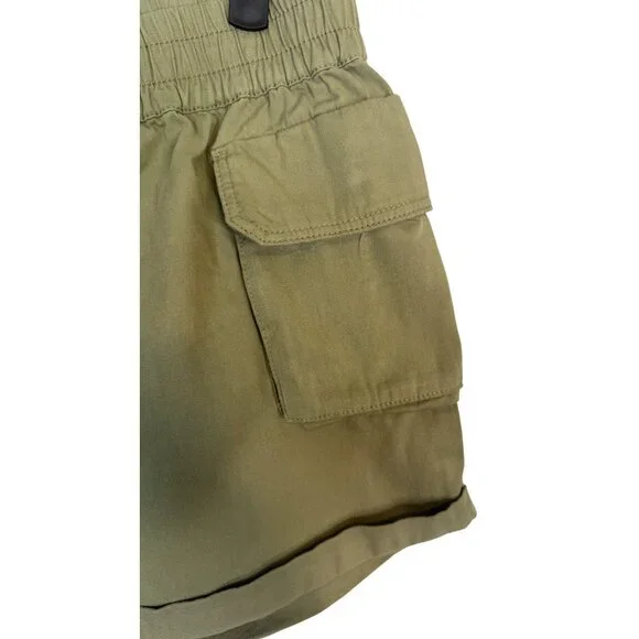 Miss Selfridge Size 6 Olive Green Cotton High-Waisted Shorts Pockets Casual - Picture 5 of 13